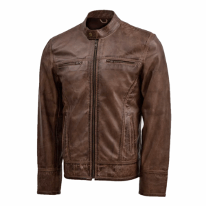 Brown Leather Waxed Jacket