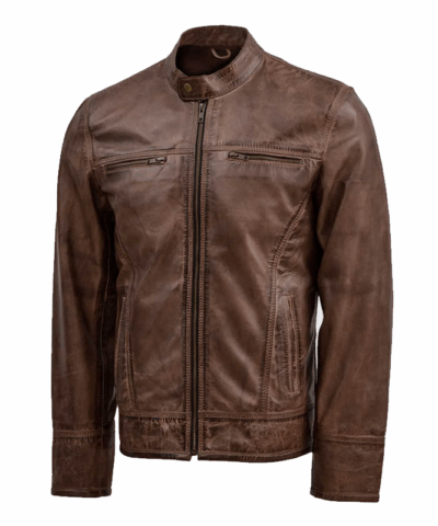 Brown Leather Waxed Jacket