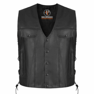 Men's Motorcycle Leather Vest (Black)
