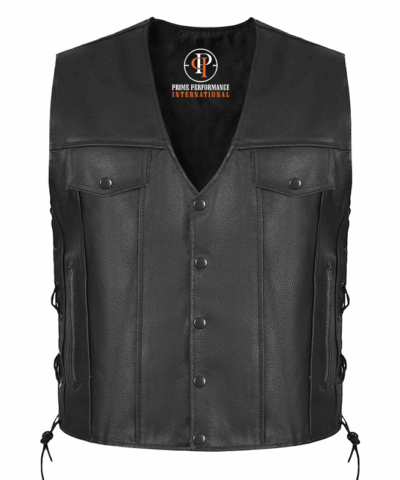 Men’s Motorcycle Leather Vest (Black)