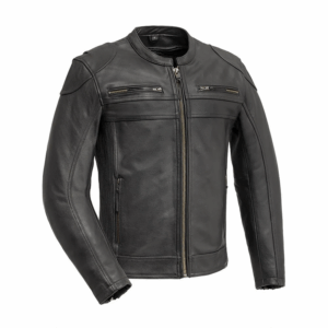 Men's Motorcycle Leather Jacket (Black)