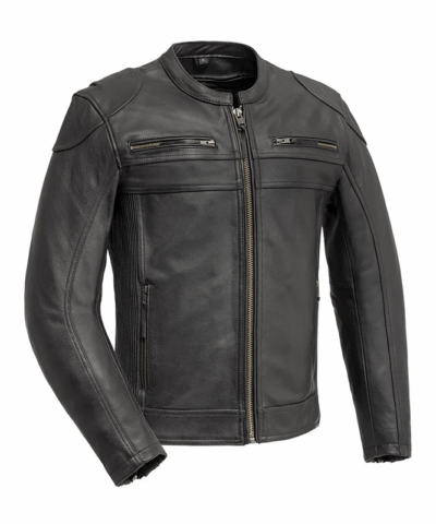 Men’s Motorcycle Leather Jacket (Black)