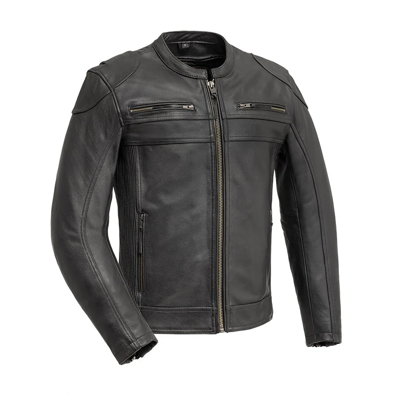 Men's Motorcycle Leather Jacket (Black)