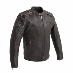 Men's Motorcycle Leather Jacket (Brown Beige)