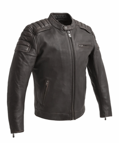 Men’s Motorcycle Leather Jacket (Brown Beige)