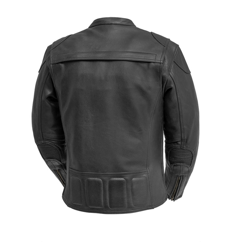 Men's Motorcycle Leather Jacket (Black) - Image 2
