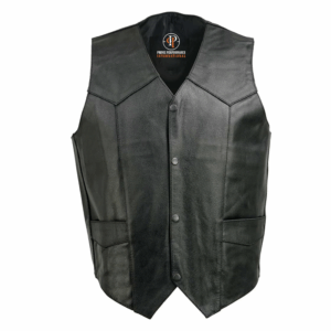 Black Motorcycle Leather Vest for Men