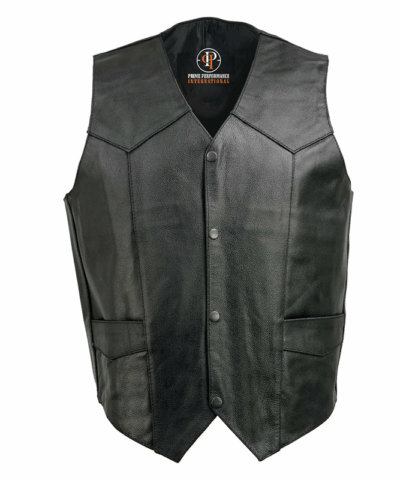 Black Motorcycle Leather Vest for Men
